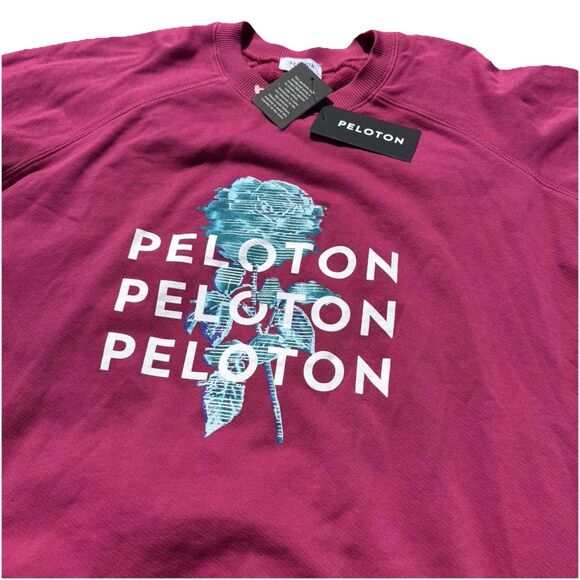 NWT Peloton sweatshirt, Floral, pink-red, $68, cotton blend discontinued. Small. - Picture 1 of 5